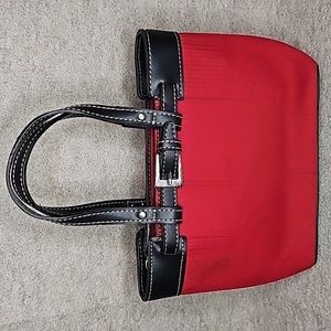 Vintage Etienne Aigner Small Handbag / Purse Red & Black Streaks